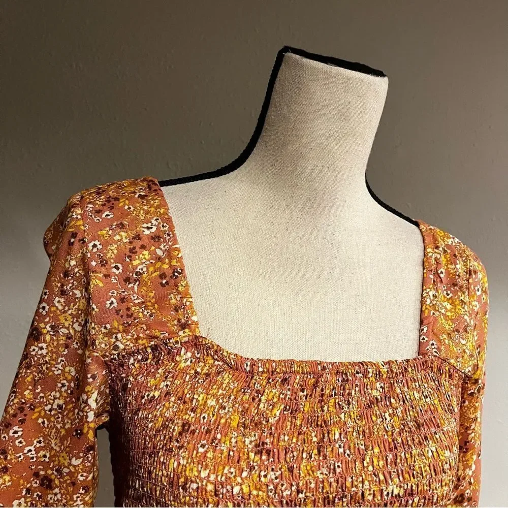 RUSTY PINK‎ FLORAL LONG SLEEVE MINI DRESS